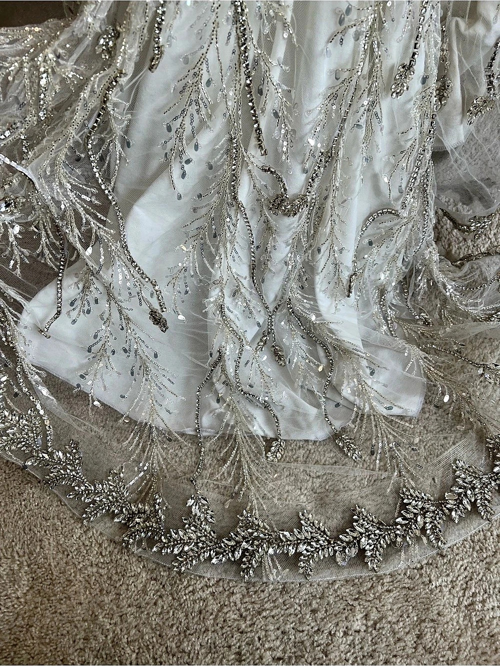 Vlora and Kaltrina Embellished wedding dress with heavy silver beading! - Picture 8 of 11